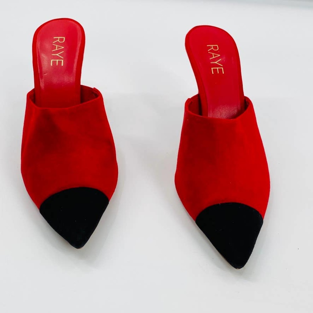 Raye Red Black Colorblock Phoebe Suede Slip On Mu… - image 3
